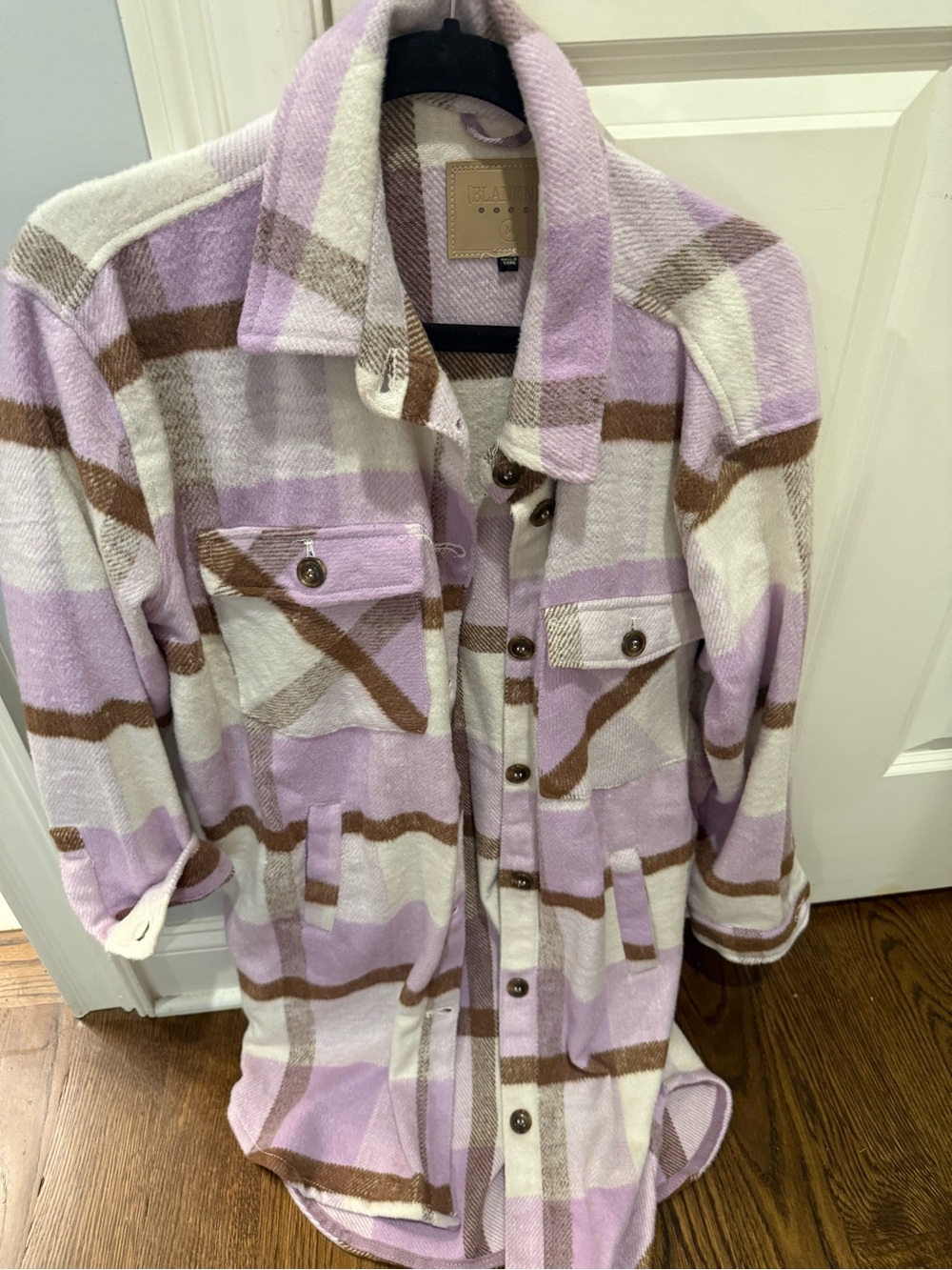Blank NYC Lavender, Cream & Brown Plaid Shacket